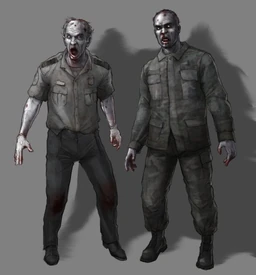 TSA Agent and Military Common Infected concept art.