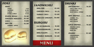 The menu at Burger Tank