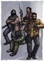 Initial concept art of the Left 4 Dead Survivors.