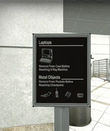 Notice from the Metro International Airport TSA stating security procedures at the checkpoint