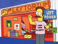 Ned Flanders (His left-handed shop, the Leftorium in the background)