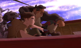 JIm Hawkins(left) long John Silver (right) (treasure planet)