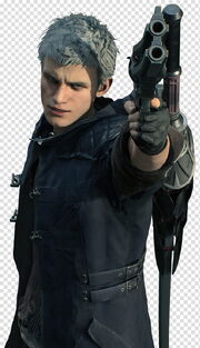 Devil-may-cry-5-nero-blue-rose-aiming-render-man-holding-black-pistol-png-clipart