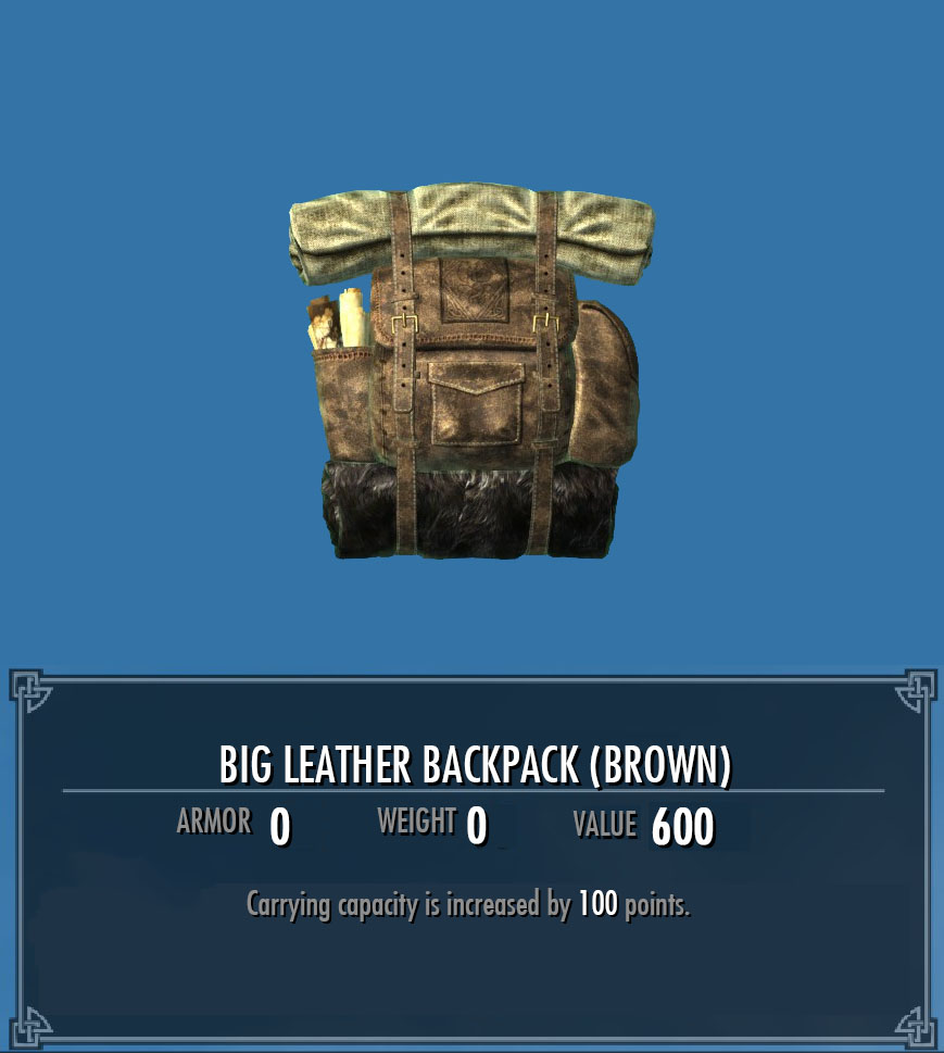 skyrim special edition backpack