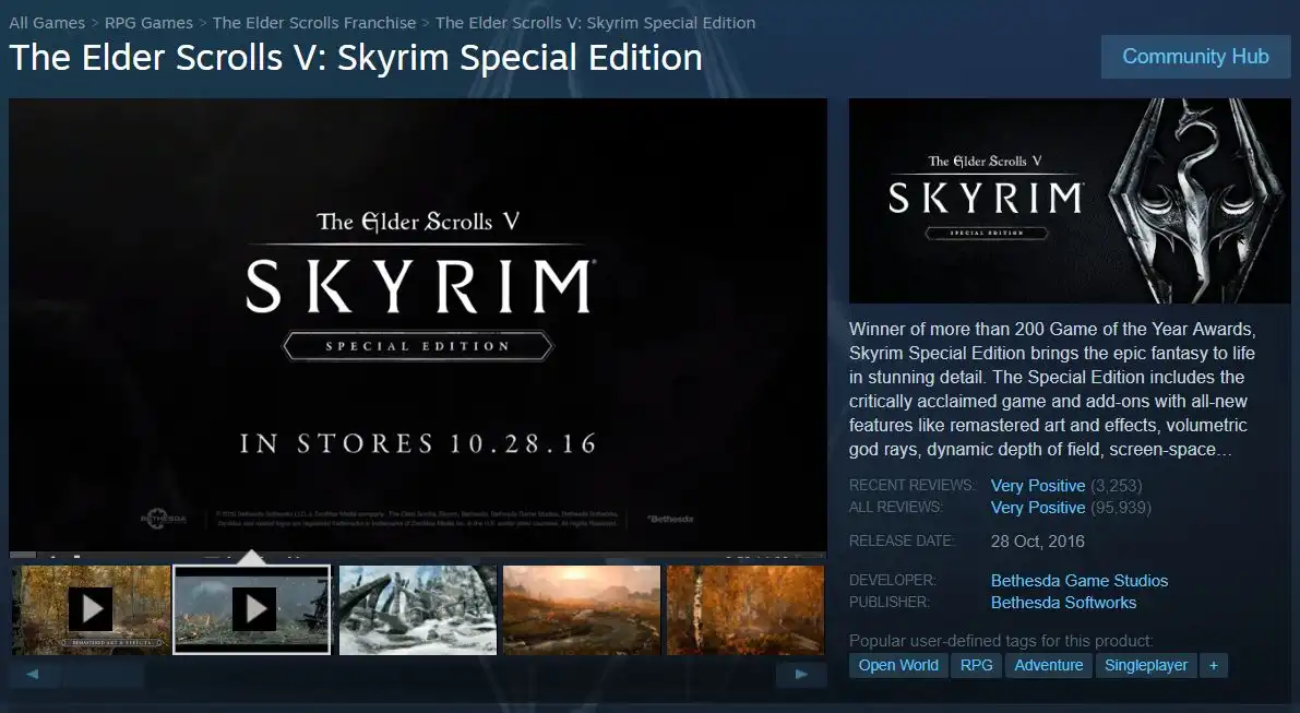 The Elder Scrolls V: Skyrim Special Edition no Steam