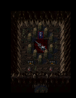 The standing stone circle and spiked mace outside Nupraptor's Retreat