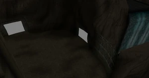 Model view of the back of the alpha Sanctuary of the Clans revealing the original doorway (left) leading to the Sound Glyph area