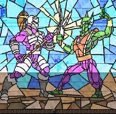 The stained glass in game with Kain walking beneath