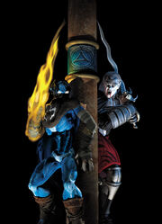 Raziel and Kain in a promotional image for the series.