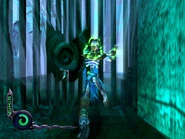 Raziel phasing through a gate in Defiance