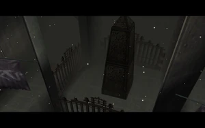 snow falling through a hole in the roof