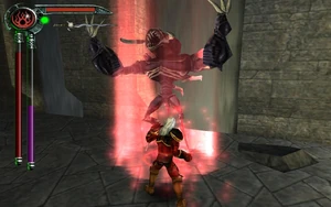 Kain uses Immolate on a Greater Demon - to little effect