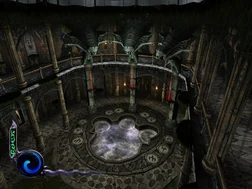 Impaled Hylden Gargoyles dripping blood to create the warp to the Water Forge