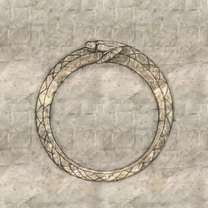 The Ouroboros symbol seen on the floor of the Chapter House which repsents cyclical destiny