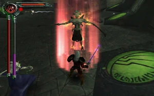 Kain Immolating a Hylden warrior in the Hylden City
