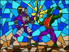 A stained glass mural depicting Vorador (BO1).