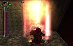 Kain uses Immolate on a Hylden warrior