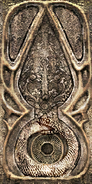 The texture of the Golden Ouroboros door in the 'Spirit Forge Entrance' chamber
