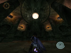 Similar Sun Disk reflector on ceiling of Sundial Room