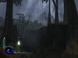 View looking down the trail towards the Pillars (Def)