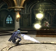 A Sarafan Inquisitor firing holy projectiles at Raziel