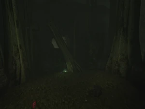 The northern swamp exit as it appears in the three eras
