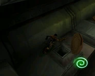 Raziel opening a sounding pipe hatch in the Silenced Cathedral in Soul Reaver