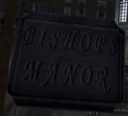 Sign indicating the regular entrance to the Bishop's Manor
