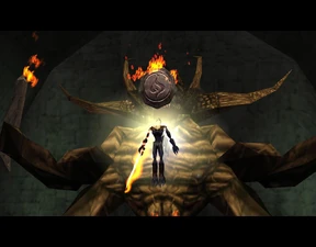 Demon statue grants the Fire Glyph