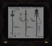 Bonus materials showing planning documents for the spears