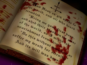 A fullscreen depiction of the Hash'ak'gik tome (BO1).