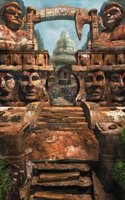 The gate in the center of the Home of Gigantos, leading to a large hall.