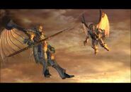 Albert and Haschel in their Dragoon forms in a pre-rendered cutscene