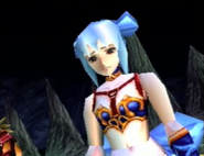 Meru in an in-game cutscene, reacting to Lenus's death