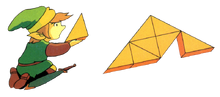 TLoZ Link Reassembling the Triforce of Wisdom Artwork.png