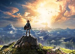 BotW Link Gazing at Hyrule Artwork