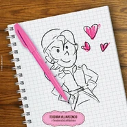 Dibujo de Nando hecho por Teodora en un cuaderno.