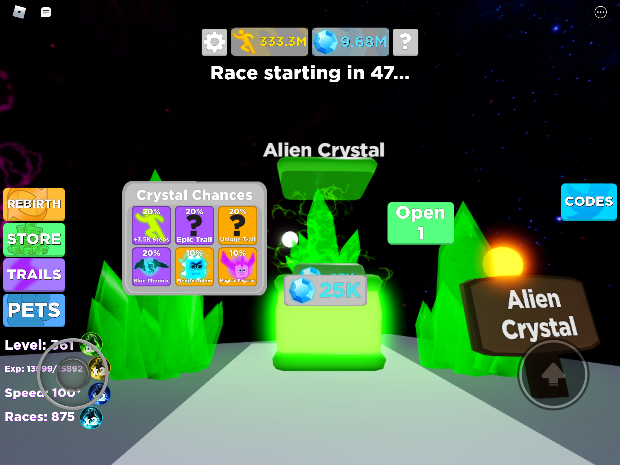 Alien Crystal Legends Of Speed Wiki Fandom - codes roblox legent of speed