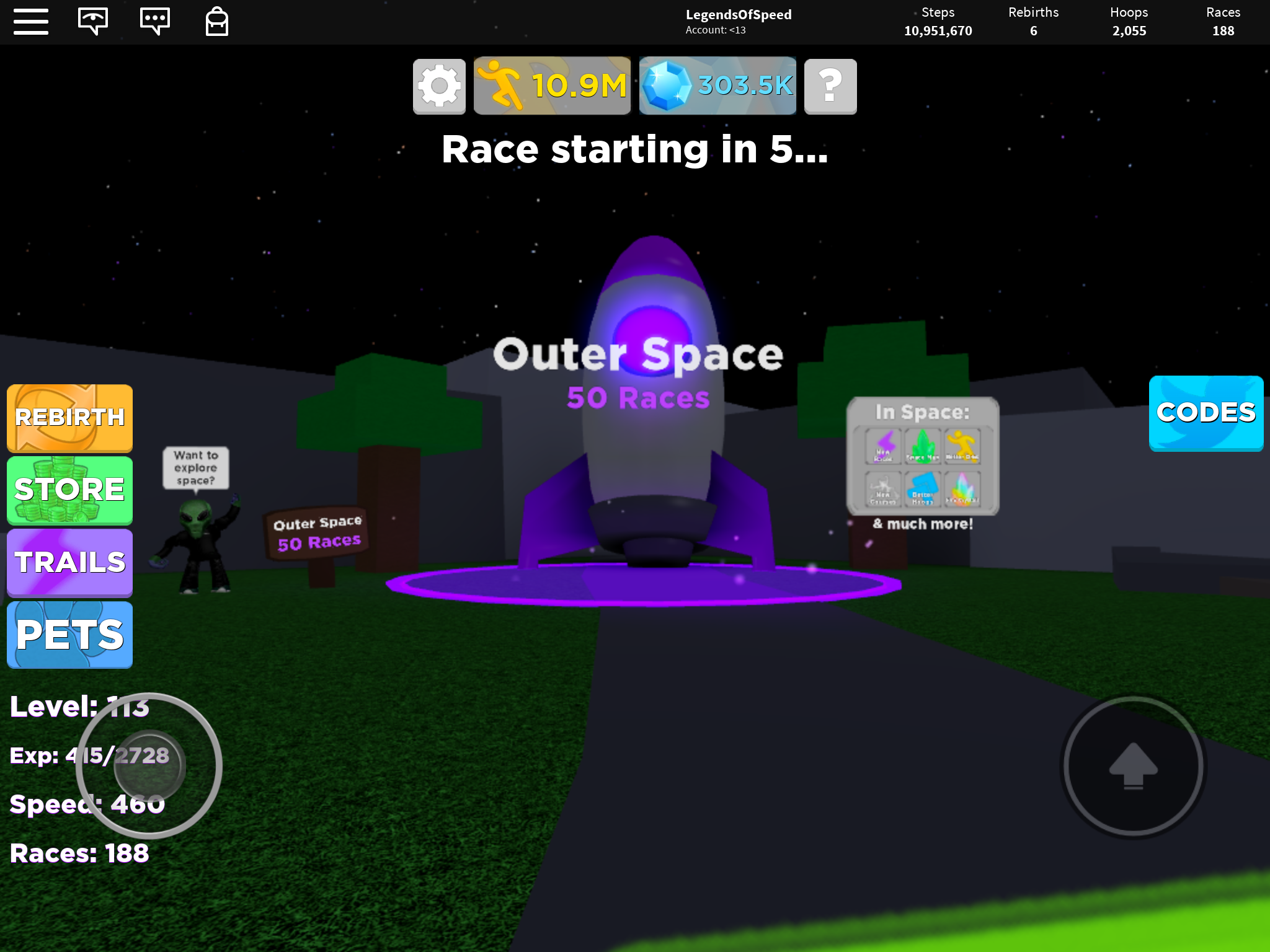 SUPER VELOCIDADE NO ESPAÇO l Legends Of Speed Roblox 