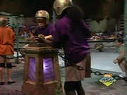 Stuart and Jamea hitting their gong.