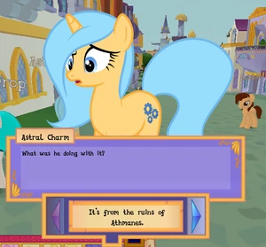 Astral wondering why Pyrite has a statuette from the ruins of Athmanes