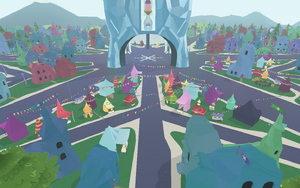 An aerial view of the Crystal Fair.