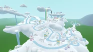 Pre-Alpha Cloudopolis screenshot of the center of town