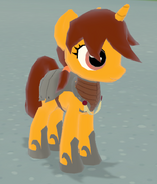 A full set of Fyre Flye Armor worn by a pony