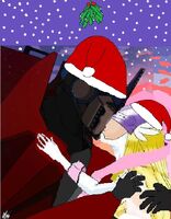 Angewomon and optimus under the mistletoe