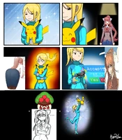 "Samus Aran Pikachu and Monika (DDLC)"