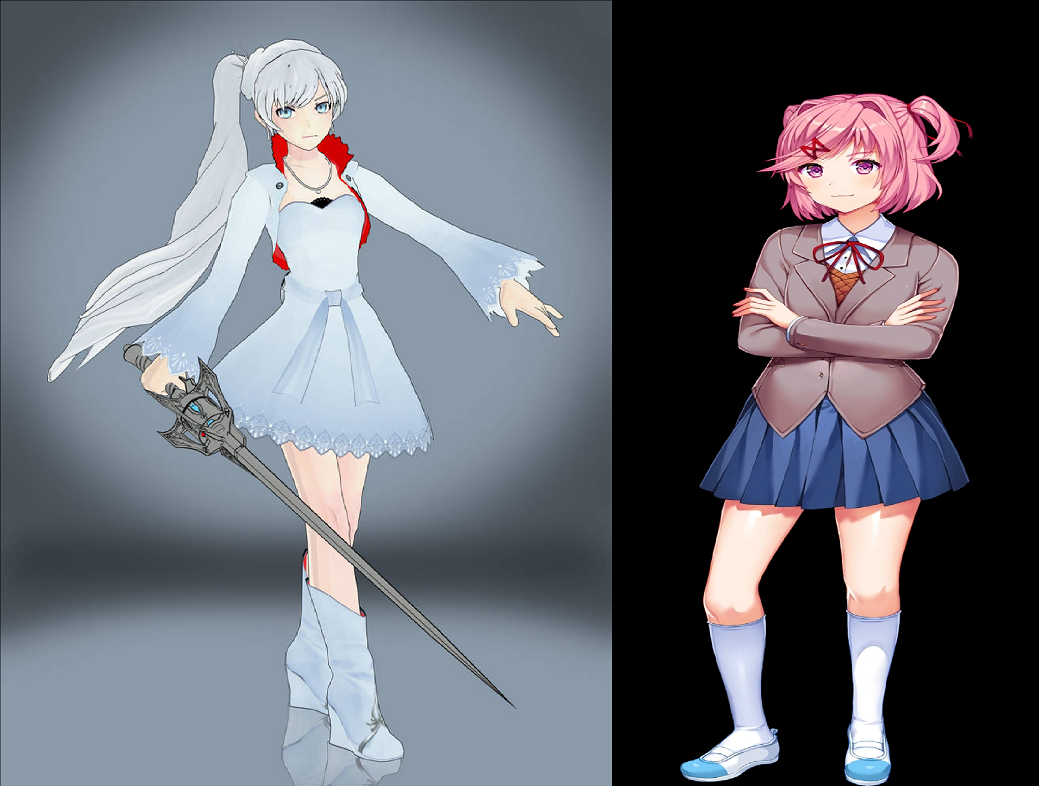 Team Destination on X: These two (plus Natsuki and Monika) come with  alternate outfits based on their winter attire from Blue Skies!   / X