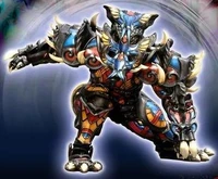 Warthog Fangire. It has a large amount of superhuman strength and durablity with it's tusks for charging headbutt attacks. It also wields a energy bullet gun to shoot.