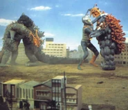 Zone Fighter and Godzilla team up