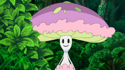 Mundo Pokémon - 756- Shiinotic. Tipo: planta/fada. Evolução: Estágio Final.  Histórico: Florestas onde os Shiinotic vivem são traiçoeiras para se entrar  à noite. Pessoas confusas por suas estranhas luzes nunca poderão encontrar